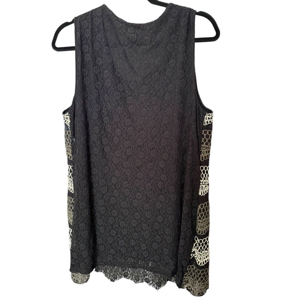 Alfani Women’s Black Lace Embroidered Top Size XL Sheer Overlay Top - Picture 3 of 5